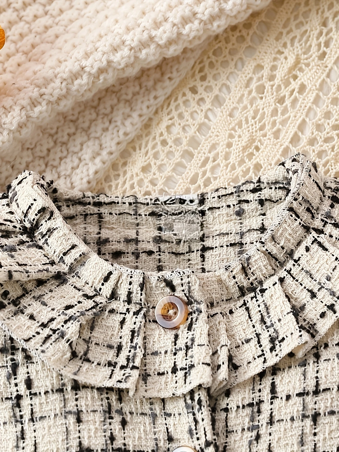 [Elegant Baby Dress] Elegant Ruffled Tweed Baby Dress | Long Sleeve, Infant & Toddler Girl's Dress For Daily Wear/Holiday/Party, As Gift