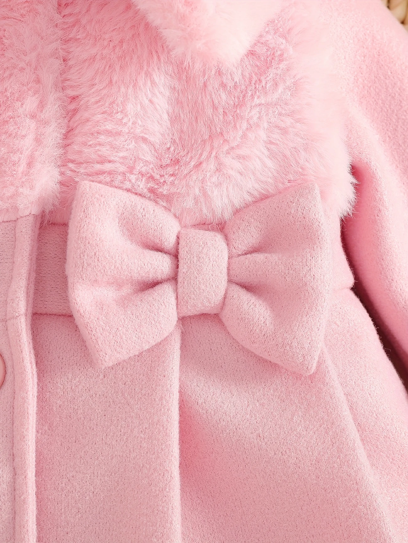 Cute Baby Girl's Fleece Lined Jacket | Cozy Collared Design with Bow Detail