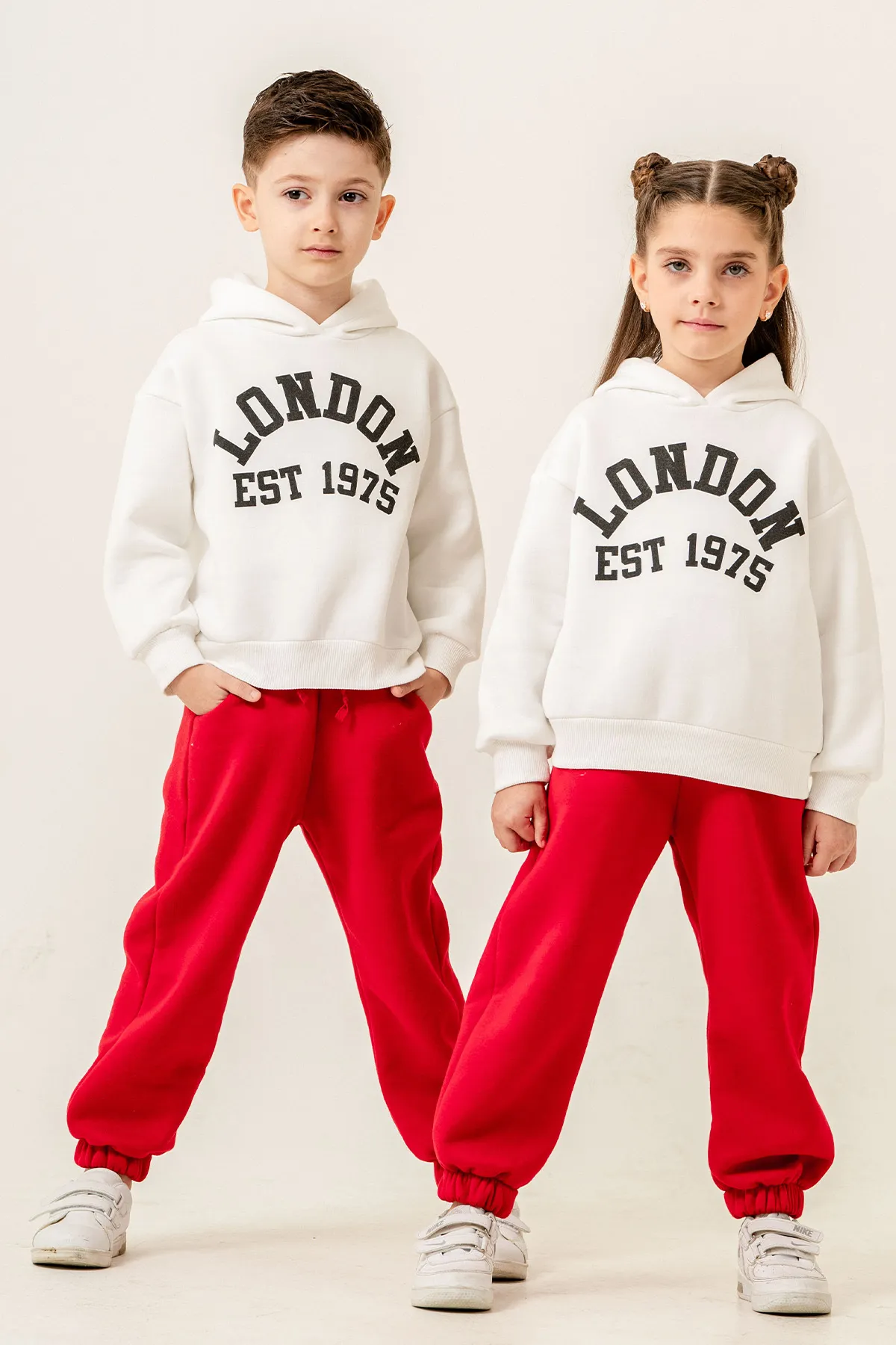 Boys&Girls' Hoodie Sweatshirt with Plain Text Print