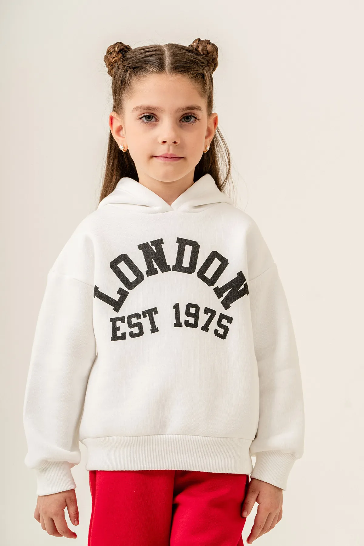Boys&Girls' Hoodie Sweatshirt with Plain Text Print