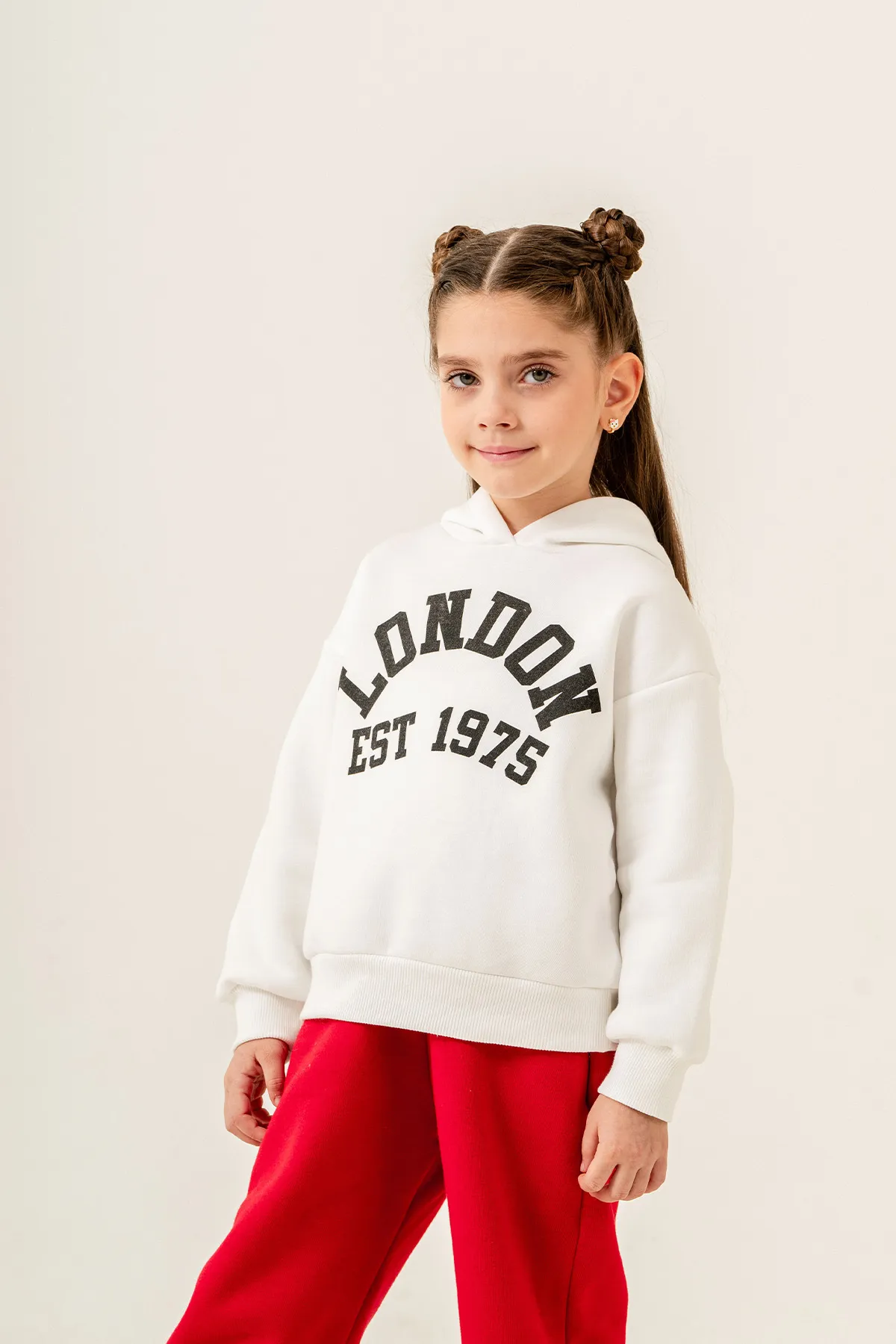 Boys&Girls' Hoodie Sweatshirt with Plain Text Print