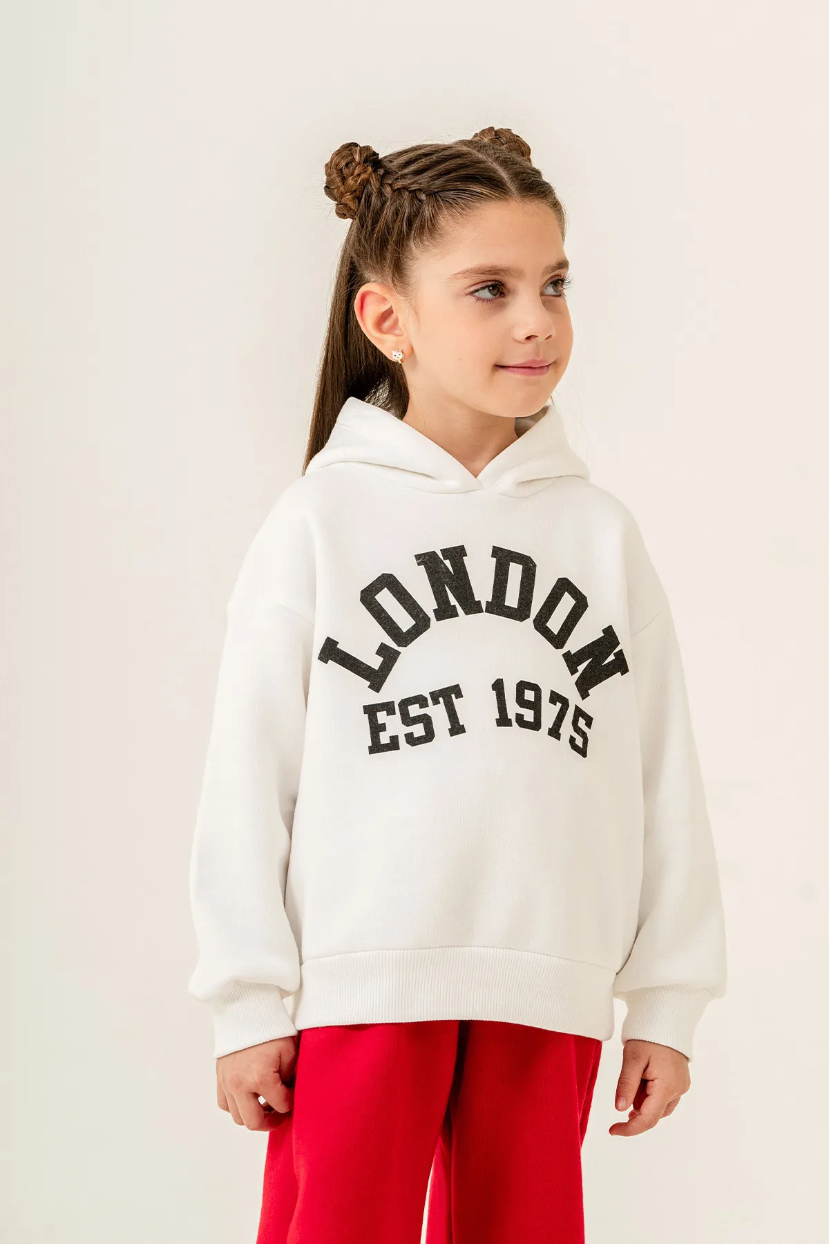 Boys&Girls' Hoodie Sweatshirt with Plain Text Print