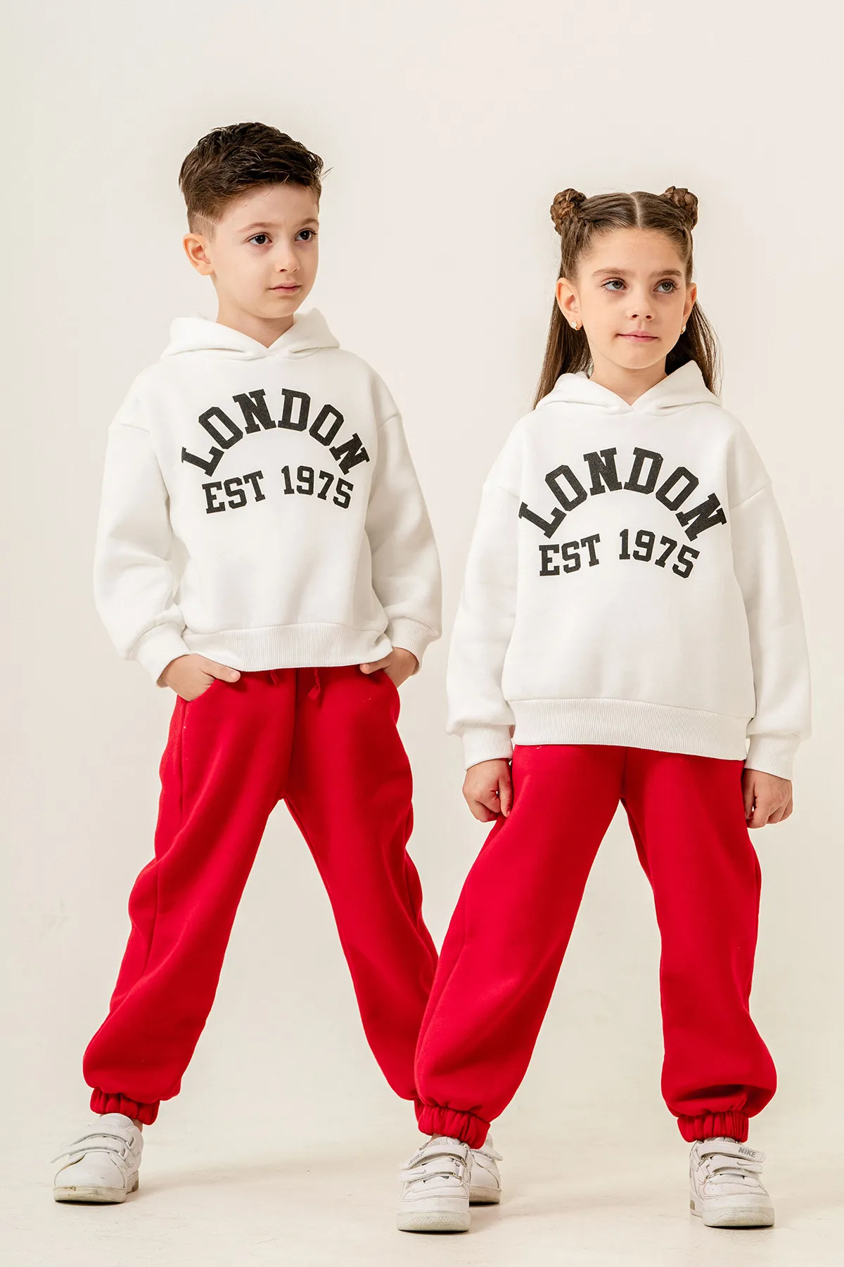 Boys&Girls' Hoodie Sweatshirt with Plain Text Print