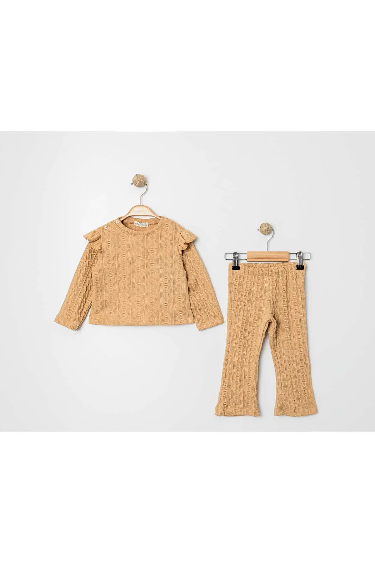 Baby Girls' Ruffled Sleeve Top & Flared Knit Leggings Set