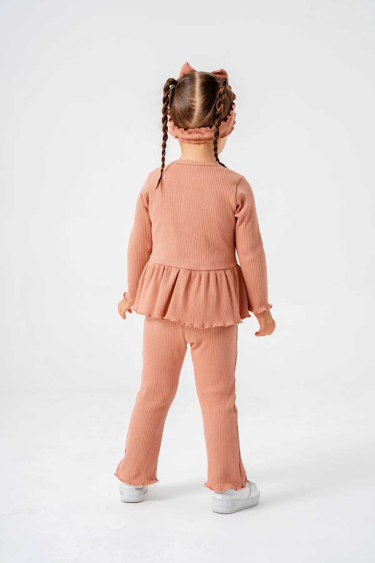 Girls' Flared Leggings & Top Set with Front Button Detail and Gift Bandana