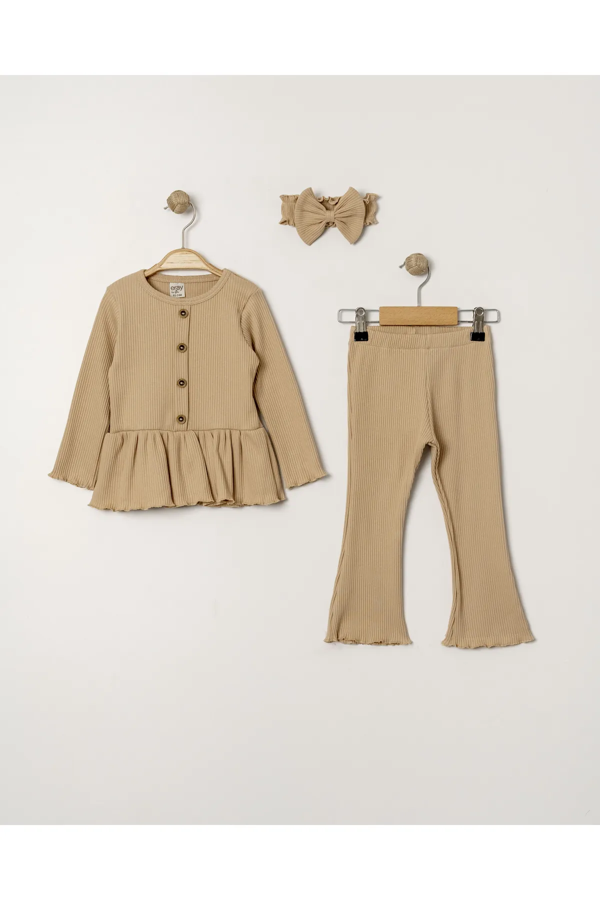 Girls' Flared Leggings & Top Set with Front Button Detail and Gift Bandana