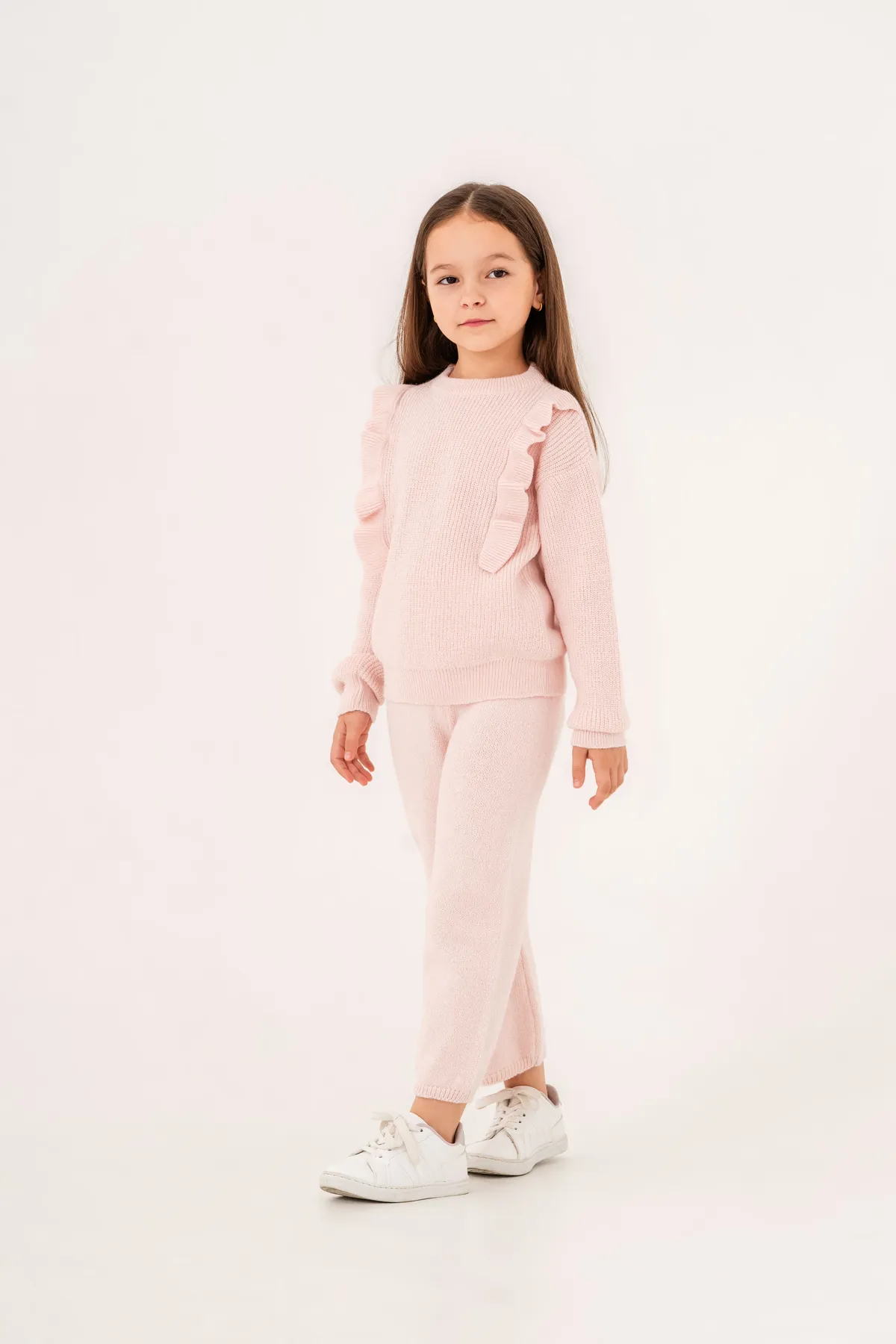 Girls' Knit Two-Piece Set with Ruffled Sleeves