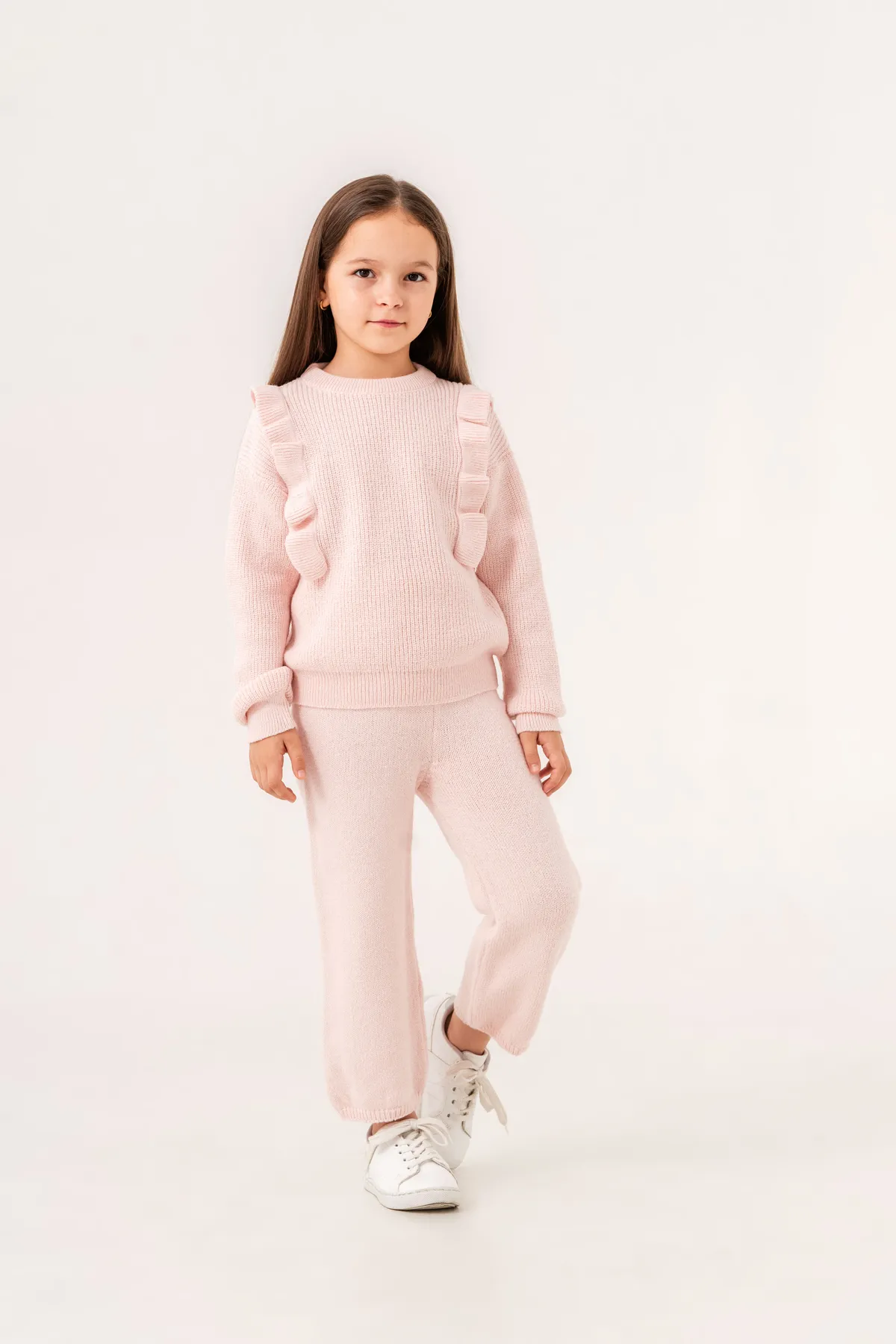 Girls' Knit Two-Piece Set with Ruffled Sleeves