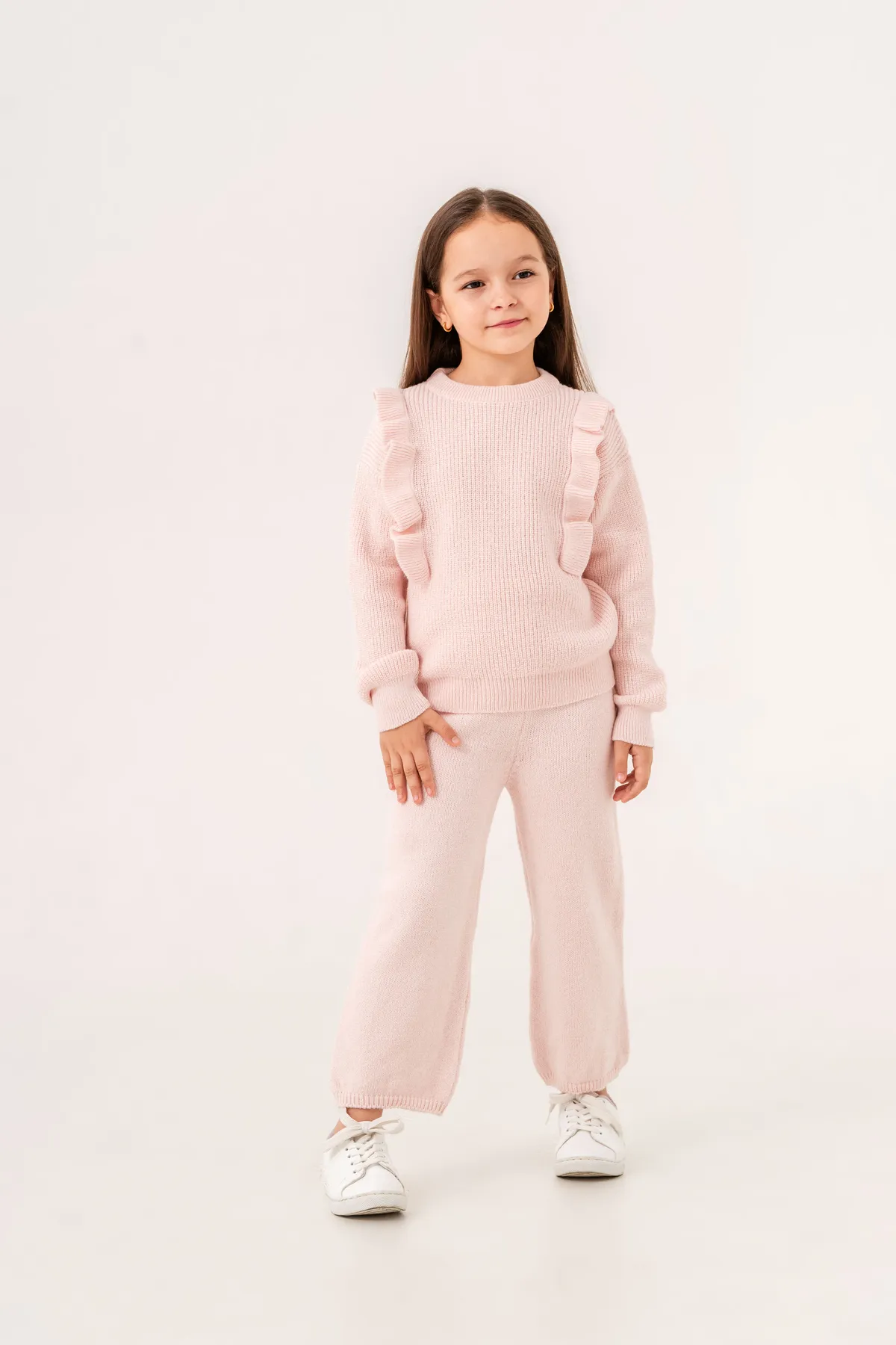 Girls' Knit Two-Piece Set with Ruffled Sleeves