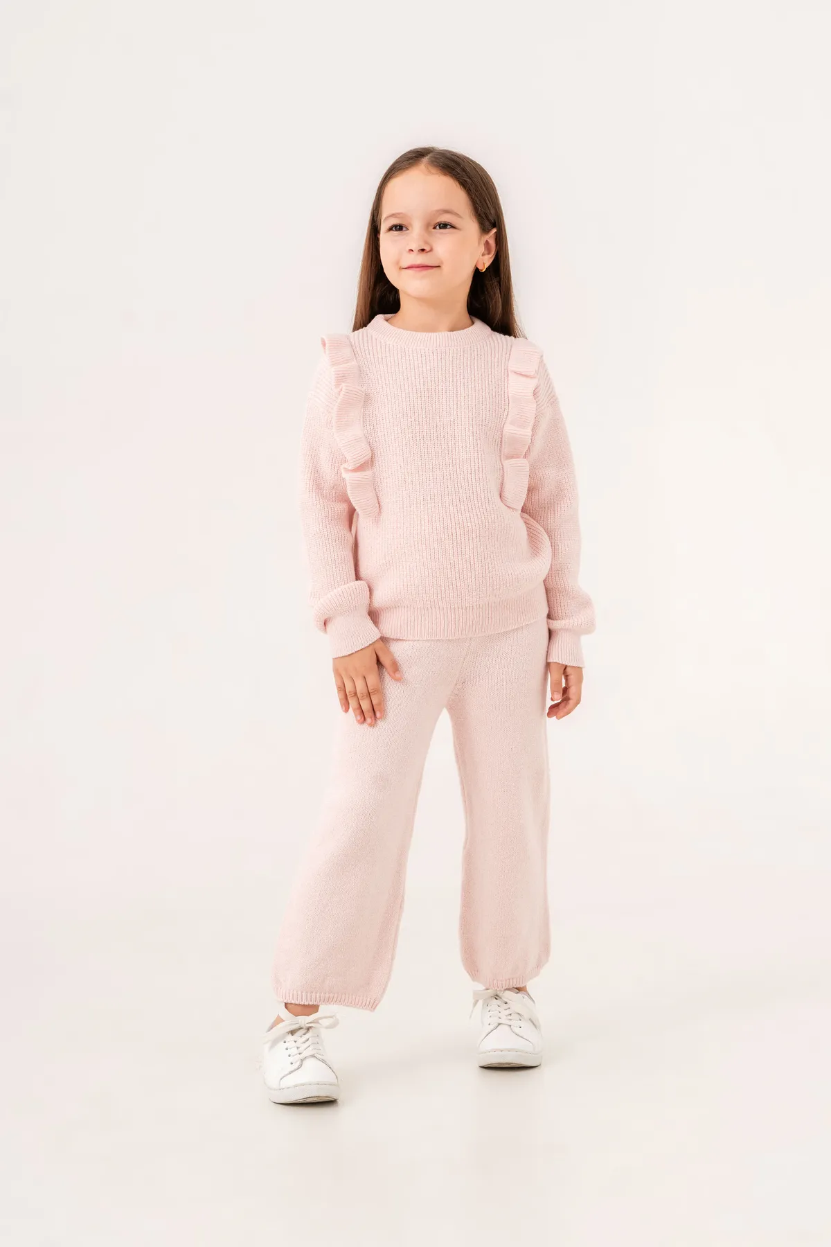 Girls' Knit Two-Piece Set with Ruffled Sleeves