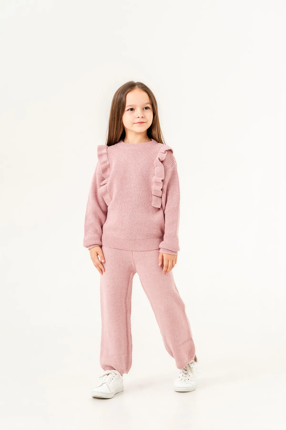 Girls' Knit Two-Piece Set with Ruffled Sleeves