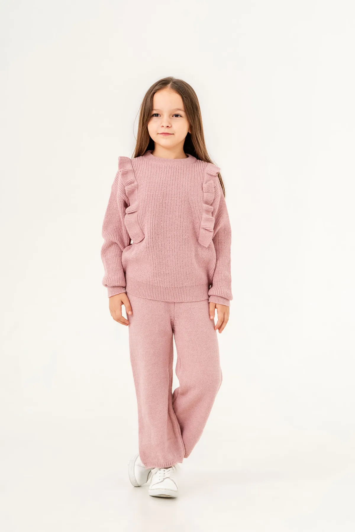 Girls' Knit Two-Piece Set with Ruffled Sleeves