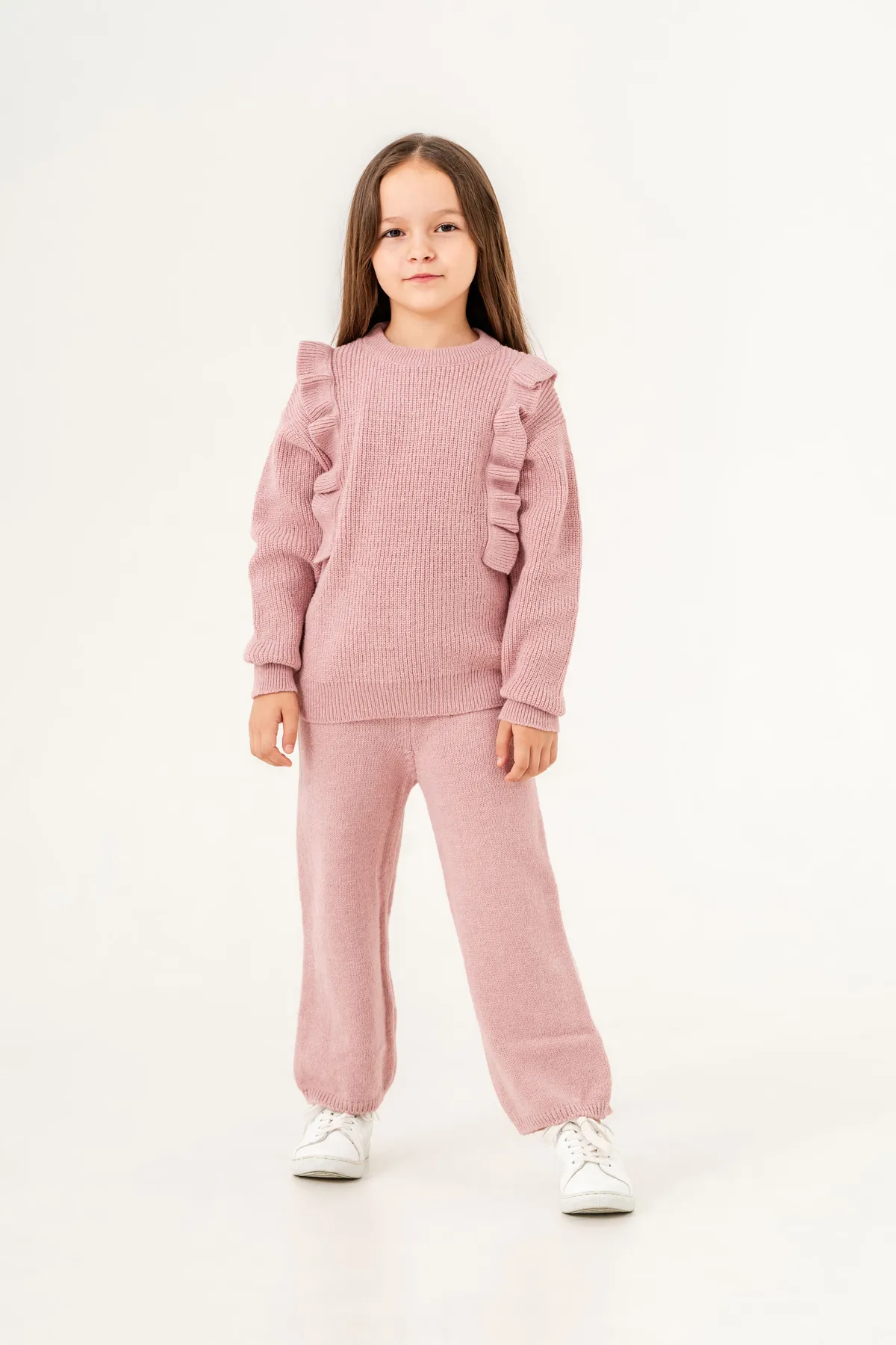 Girls' Knit Two-Piece Set with Ruffled Sleeves