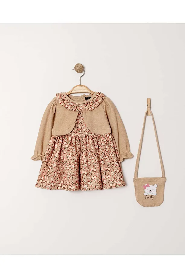 Girls' Floral Print Dress with Matching Bolero