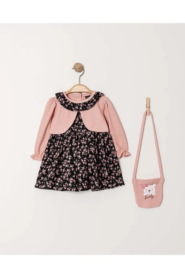 Girls' Floral Print Dress with Matching Bolero