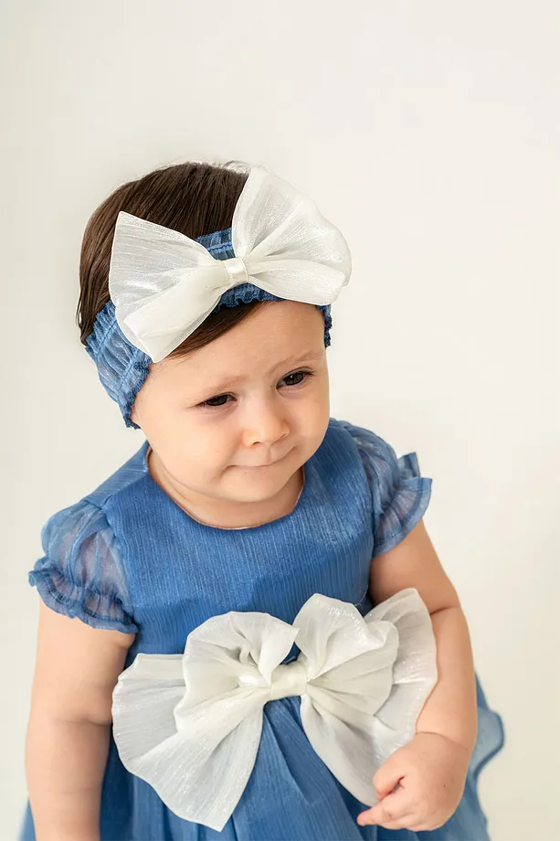 Baby Girls' Occasion Dress with Bow Detail and Complimentary Bandana