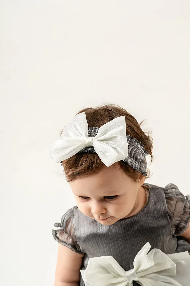 Baby Girls' Occasion Dress with Bow Detail and Complimentary Bandana