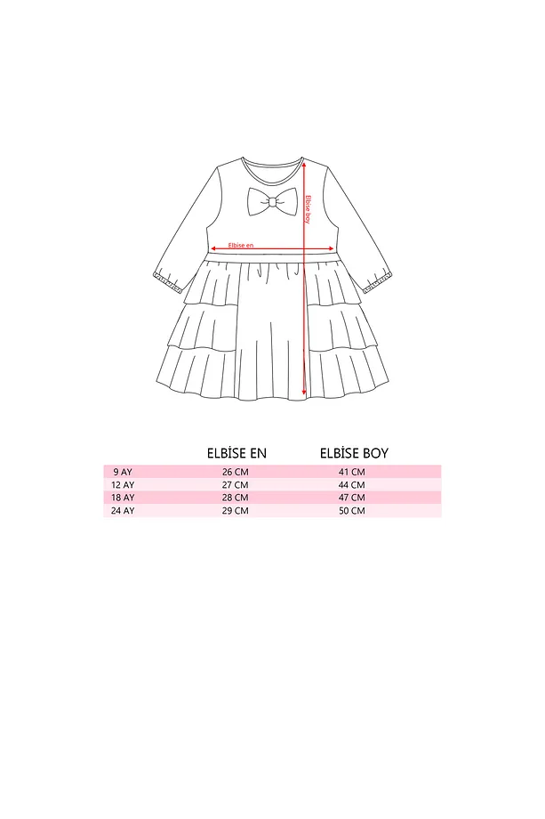 Girls' Knitted Dress in Apricot with Floral Print and Bow Detail