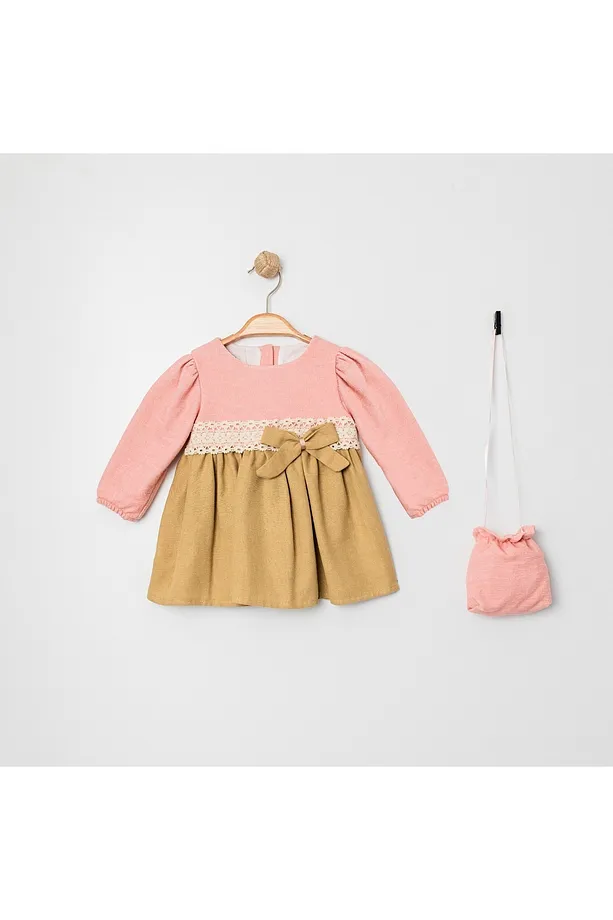 Girls' Linen Dress with Matching Bag – 2-Piece Set