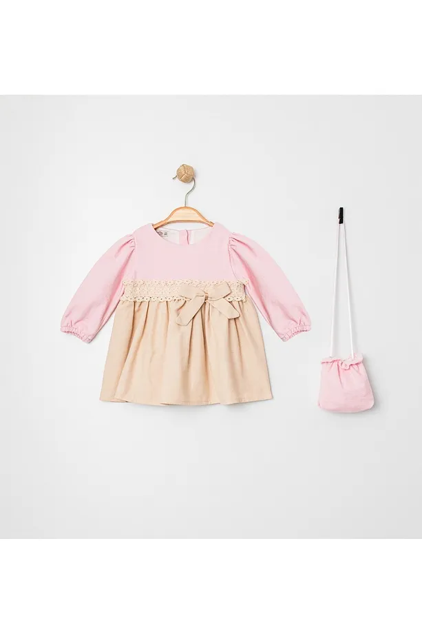 Girls' Linen Dress with Matching Bag – 2-Piece Set