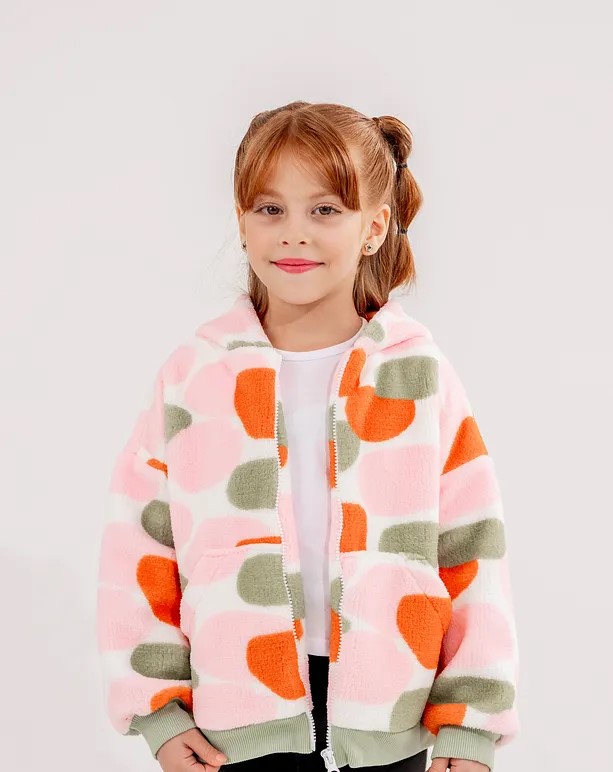 Girls' Colorblock Bomber Jacket with Zipper and Ribbed Hems