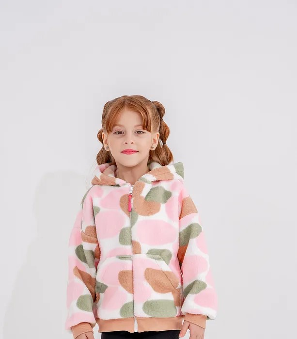 Girls' Colorblock Bomber Jacket with Zipper and Ribbed Hems