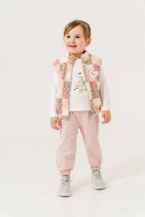 Baby Girls' 3-Piece Fleece Sportswear Set – Sweatshirt, Vest & Joggers