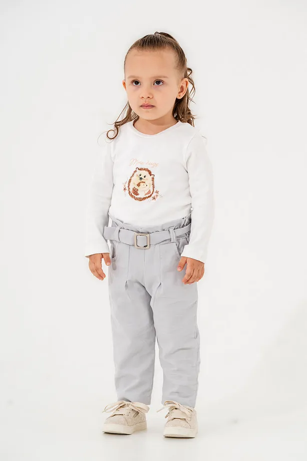 Baby Girls’ 3-Piece Fleece Tracksuit Set – Sweatshirt, Belted Pants & Vest